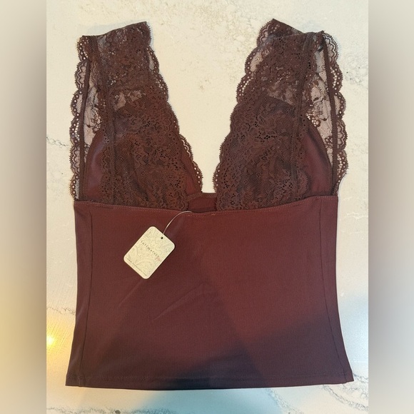Free People Intimately Power Play Lace Trimmed Camisole in Cocoa - Picture 5 of 11